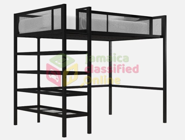 Metal Loft Bunk Bed With 4 Open Shelves Beds Montego Bay