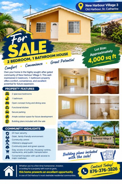 2 Bedroom 1 Bath - Old Harbour House Houses Old Harbour