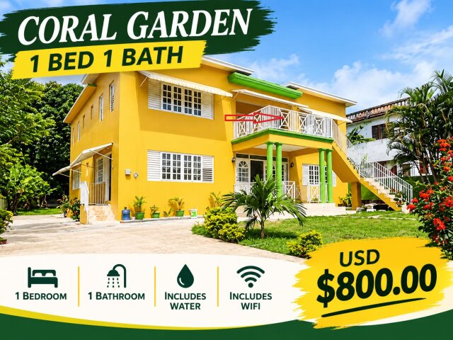 Furnished 1 Bedroom Apartment in Coral Gardens Apartments Montego Bay