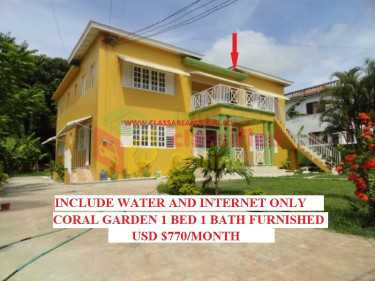 1 Bedroom Furnished Apartment in Coral Gardens Apartments Montego Bay