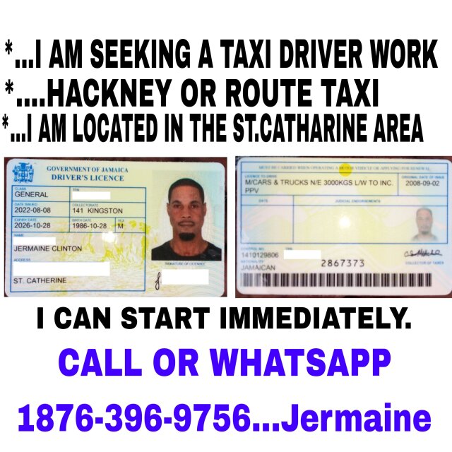 I Am Seeking A Taxi Driver Work