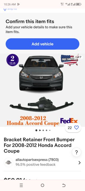 Bumper Retainer 08-12 Honda Accord