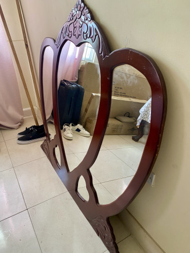 Dresser Mirror In Dark Brown Wood Design