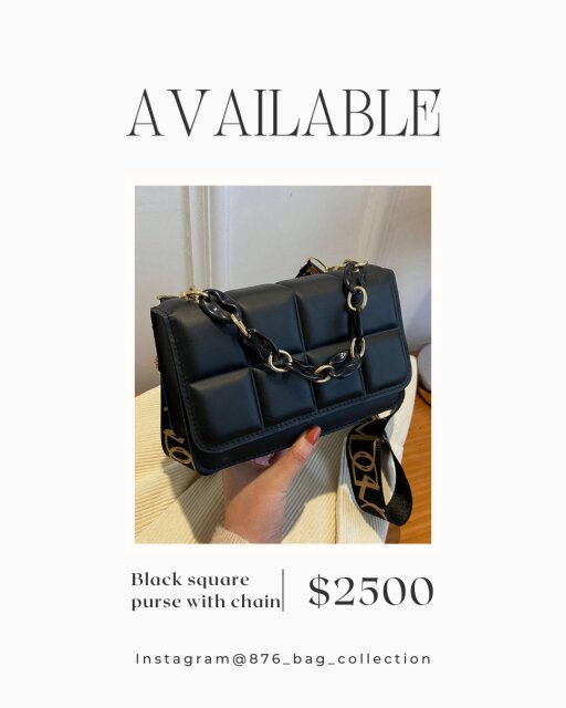 Black Square Purse With Chain