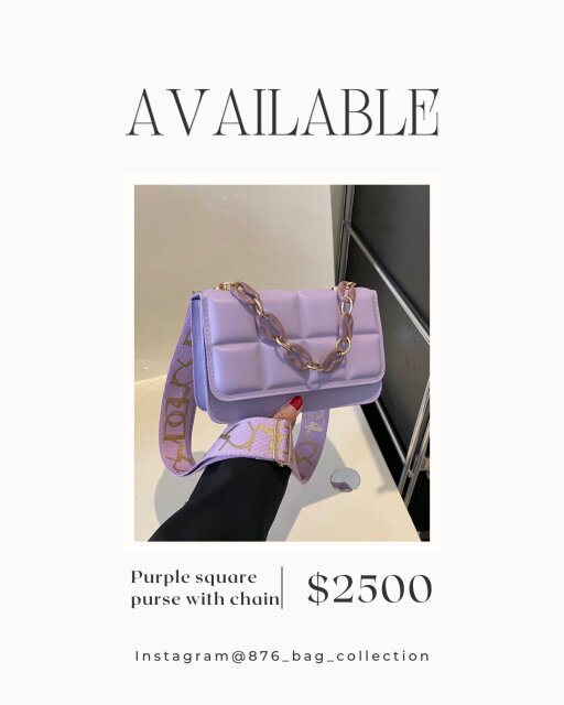 Purple Square Purse With Chain