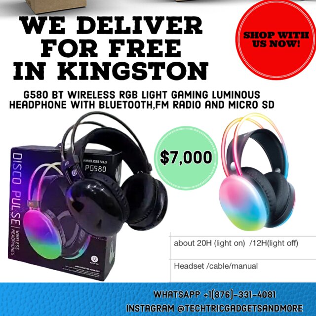 Wireless RGB Light Gaming Luminous Headphone