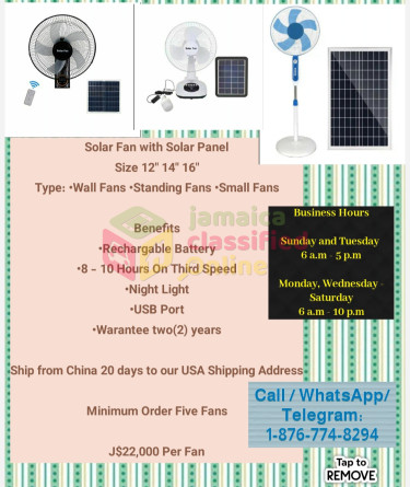 Solar Fans With Panel • Standing • Wall • Small  Fans JoelServices