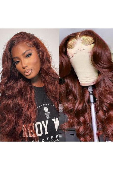 Reddish Brown Human Hair Lace Wig 26 Inches