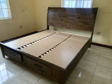 Solid Wood Kingsize Bedframe And Mattress