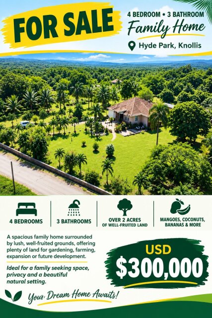 HYDE PARK  4 Bedroom 3 BATH HOUSE.. 2 ACRES Houses HYDE PARK, KNOLLIS