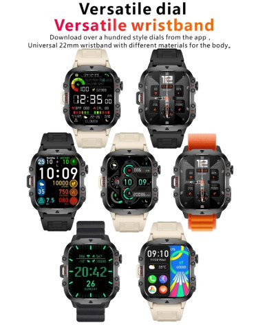 Military Smart Watch Blood Pressure Heart Monitor 