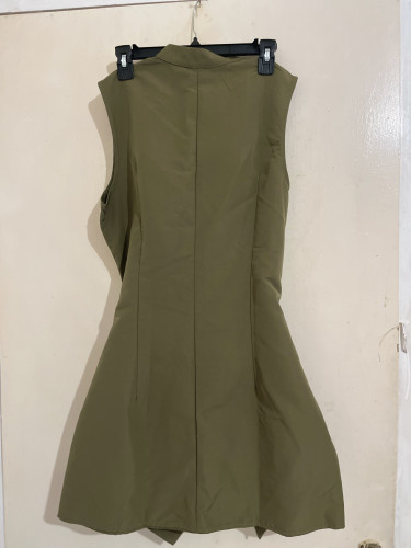 Sexy Overlap Pocket Dress Army Green  