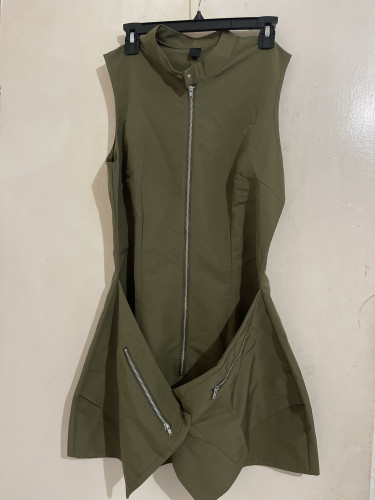 Sexy Overlap Pocket Dress Army Green  