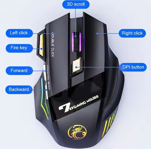 LED Bluetooth Wireless Gaming Mouse