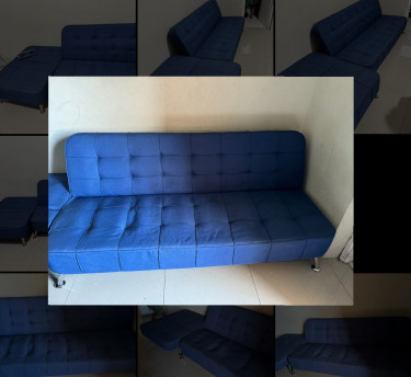 Navy Blue Two Pieces Foldable Sofa Chair/ Sofa Bed