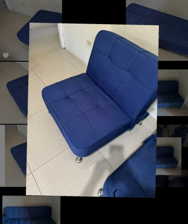 Navy Blue Two Pieces Foldable Sofa Chair/ Sofa Bed