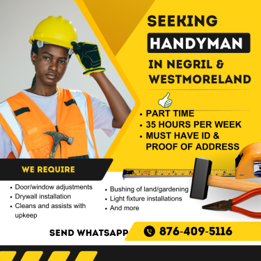 Seeking Handyman For Work In Sav & Negril