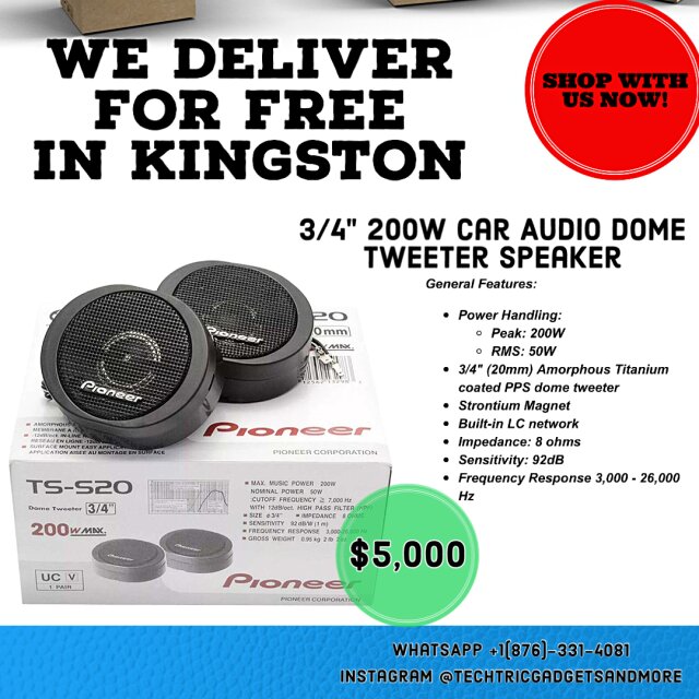 3/4” 200W CAR AUDIO DOME TWEETER SPEAKER