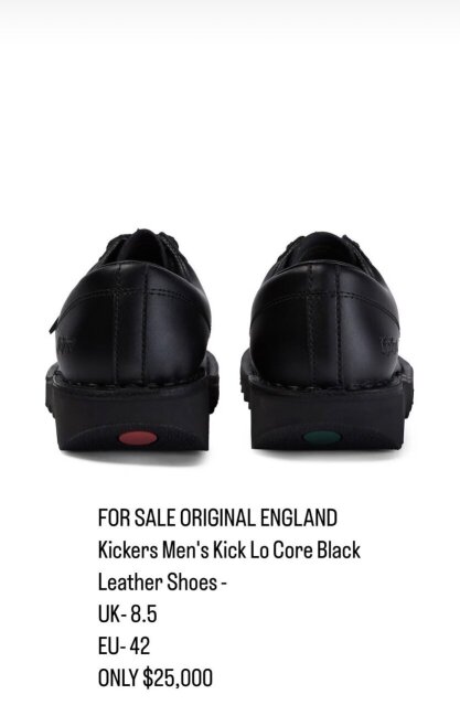 Black Low Cut KICKERS Men ORIGINAL ENGLAND MADE