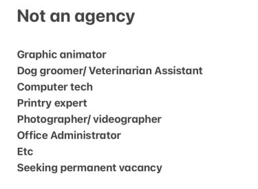 Seeking Vacancy Read Description Below