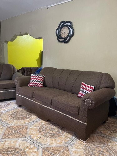 Used Sofa Set Dark Brown 1-2-3