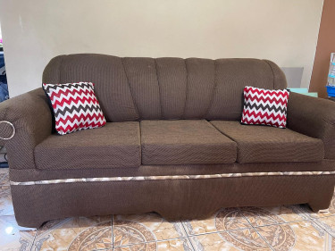 Used Sofa Set Dark Brown 1-2-3