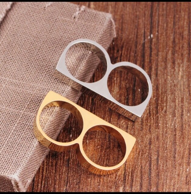 2 Finger Rings Man Metal Hard Ring For Party