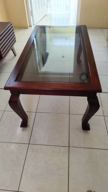 Elegant Wooden & Glass Center Table 