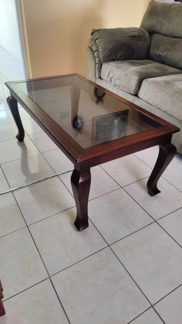 Elegant Wooden & Glass Center Table 