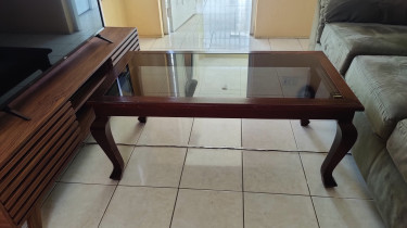 Elegant Wooden & Glass Center Table 