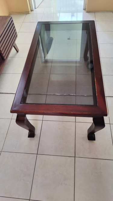 Elegant Wooden & Glass Center Table 