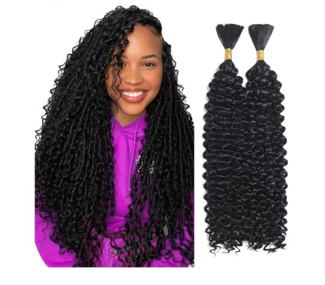 24 Inch Curly Human Hair For Boho Braids 2 Bundles