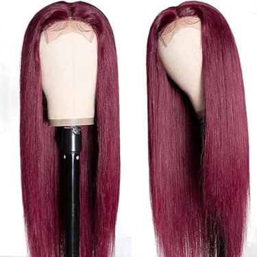 Burgundy 99J 4x4 Closure Wig Straight Lace Wigs Hu