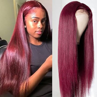 Burgundy 99J 4x4 Closure Wig Straight Lace Wigs Hu