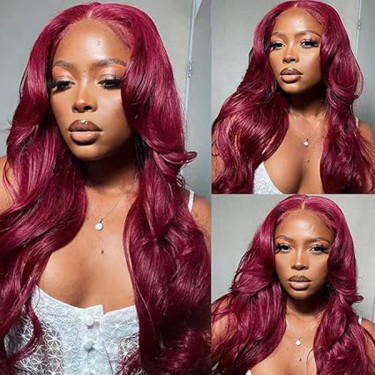 99J Burgundy Body Wave 4x4 Lace Closure Wigs Human