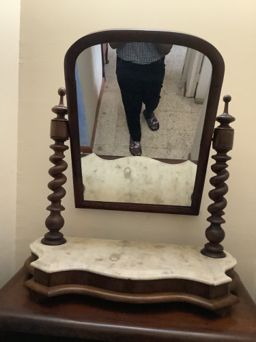 Elegant Mirror In A Cedar Wood Frame, Antique 