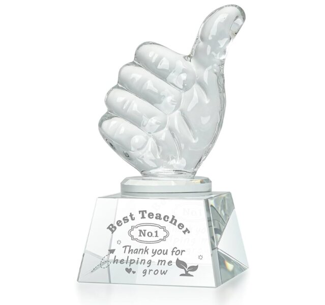 Glass Thumps Up Teacher Gift Appreciation