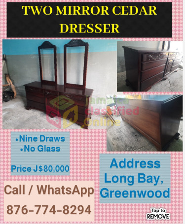 Two Mirror Nine Draw Cedar Dresser Dressers JoelServices