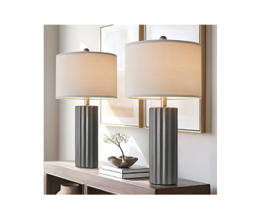 Grey Ceramic Table Lamps - Set Of 2