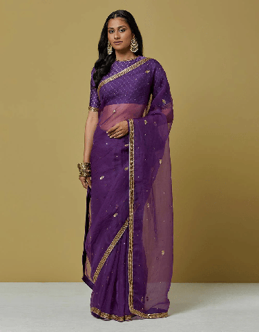 Buy The Gorgeous Purple Organza Saree