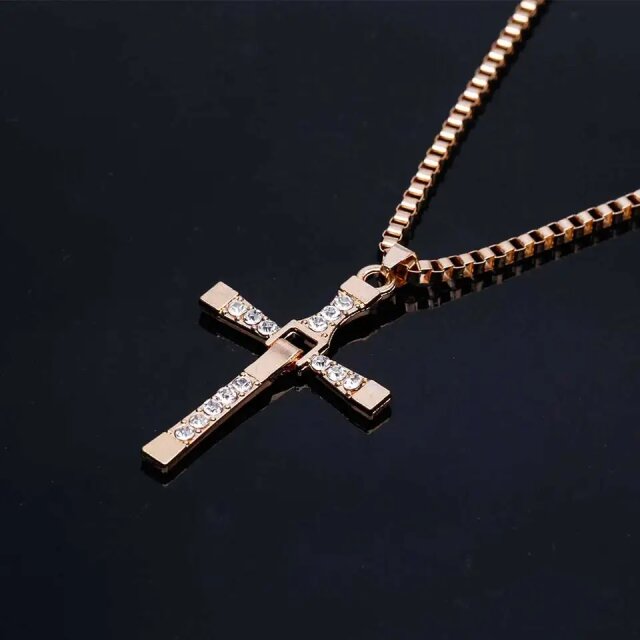 Fast & Furious Crystal Jesus Cross Necklace