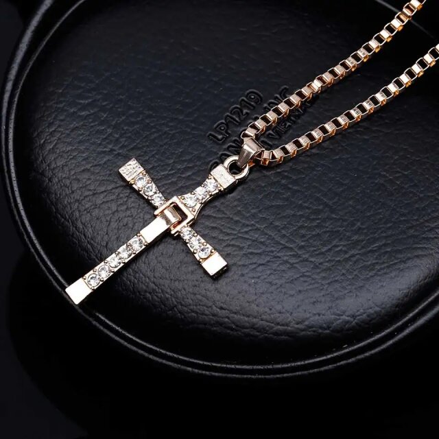 Fast & Furious Crystal Jesus Cross Necklace