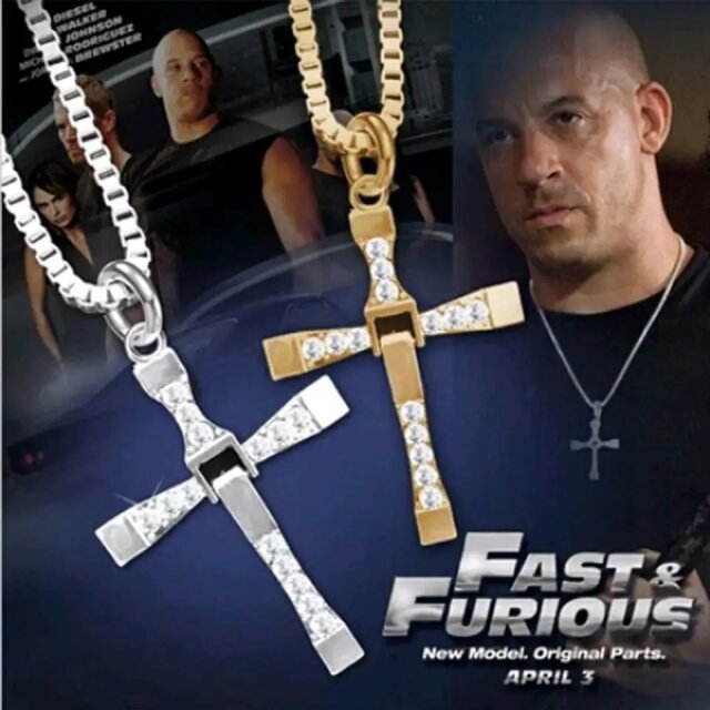 Fast & Furious Crystal Jesus Cross Necklace