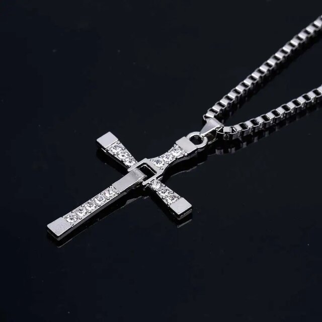 Fast & Furious Crystal Jesus Cross Necklace