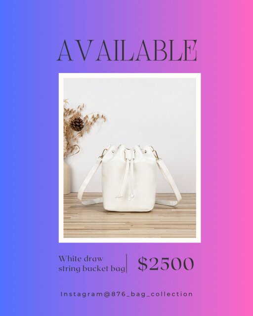 White Draw String Bucket Bag