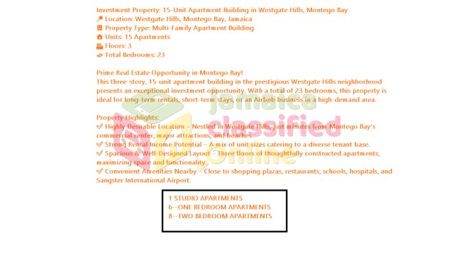 WESTGATE....15 UNIT 23 BEDROOM APARTMENT BUILDING