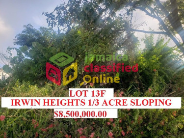  IRWIN. HEIGHTS .LOT 13F 1/3ACRE SLOPING LOT .. Land Montego Bay