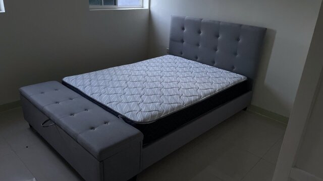 Queen Bed With Ottoman And Mattress  For Sale
