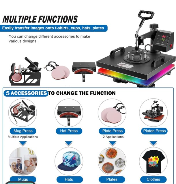 5 In 1 Heat Press Machine 15×15