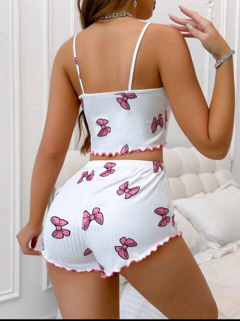 Women's Bowknot Printed Pajama Set
